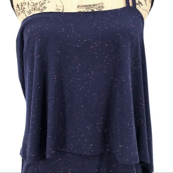 Democracy navy asymmetrical double layer one shoulder tank top women medium NWT - Picture 2 of 9